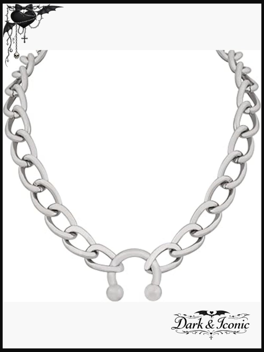 Chunky Silver Chain Choker Necklace - Punk Gothic Edgy Jewelry
